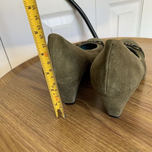 fs/ny French Sole Zeppa Green Suede Leather Wedges Shoes Size 7 - Picture 10 of 13